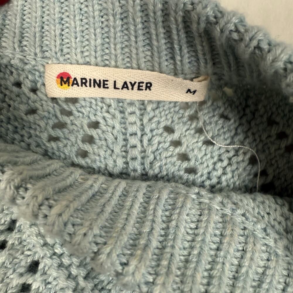 Marine Layer Mint Open-Knit Crewneck Sweater - Picture 4 of 9